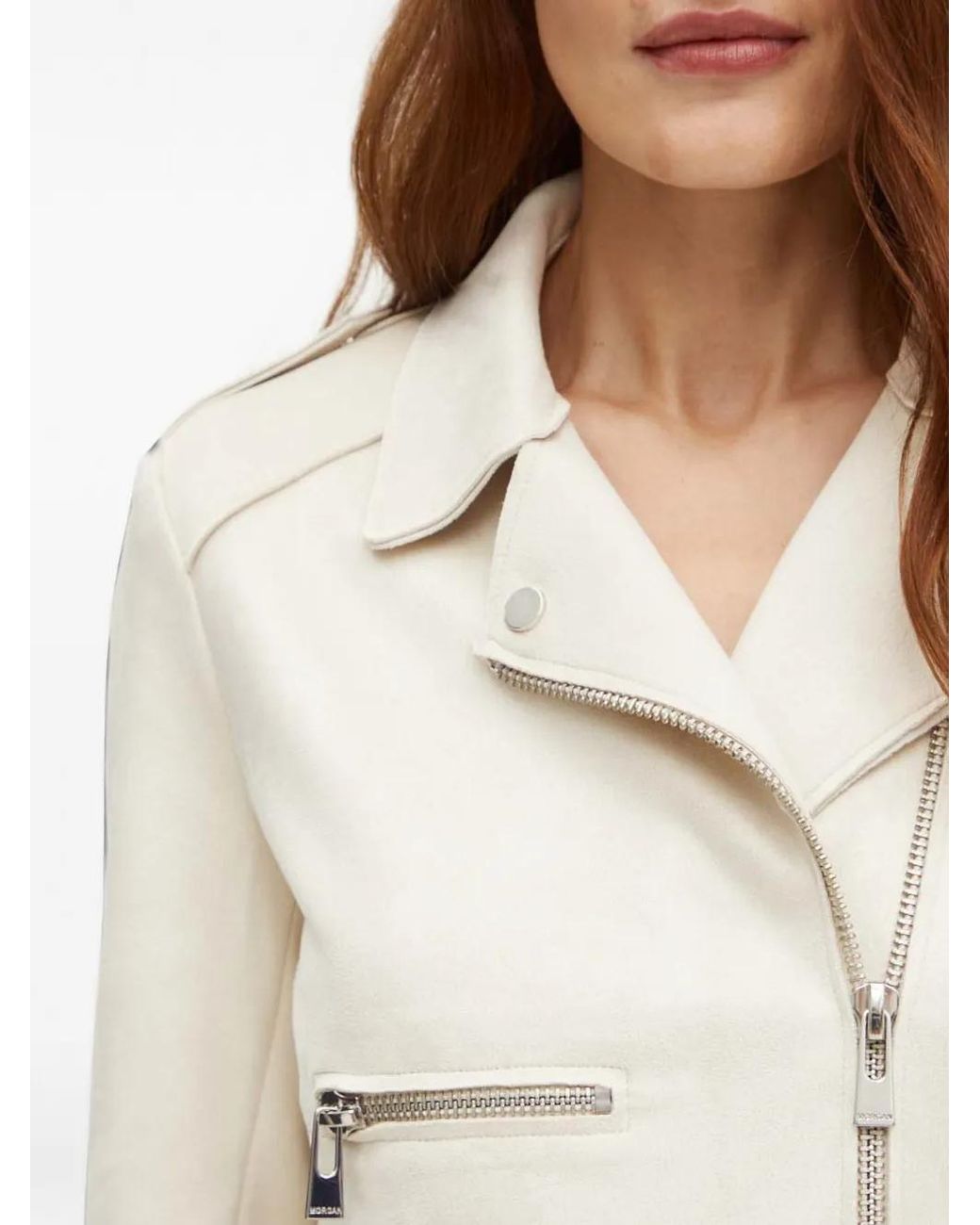 Morgan Natural Zip-Fastening Biker Jacket