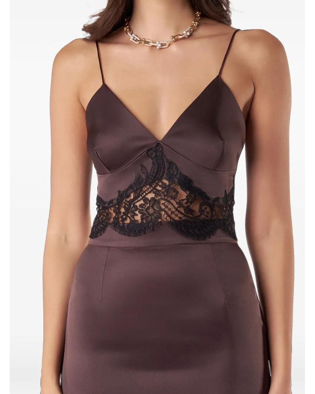 Il Volo Purple Lace-Trim Silk Bustier Top