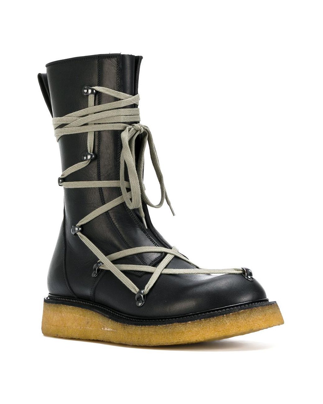 Rick Owens Lace Up Creeper Boots in Black for Men | Lyst