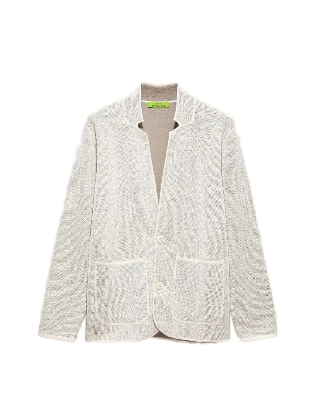 Shanghai Tang White Tang Button-Pocket Blazer for men