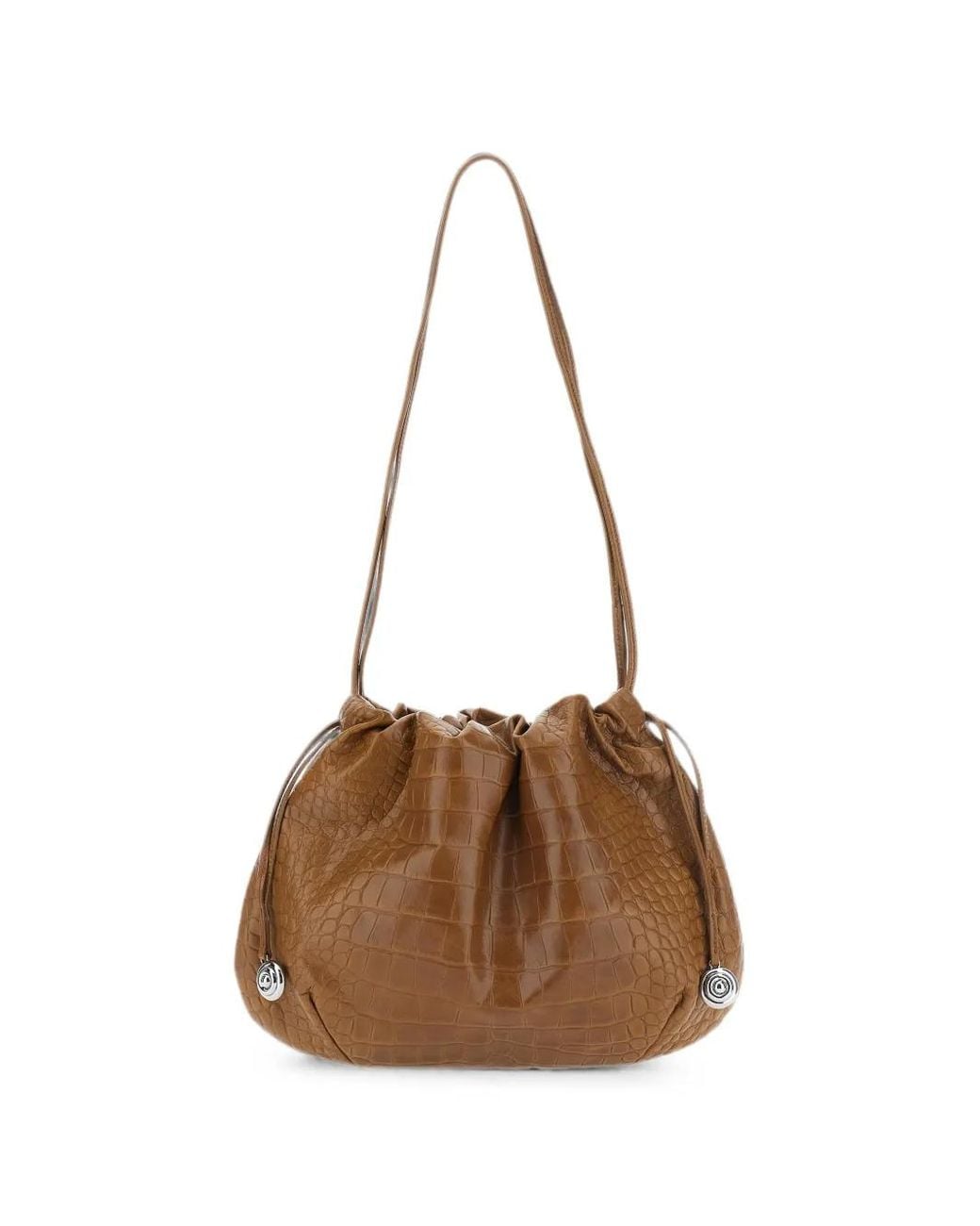 Liffner Brown Sac Porté Épaule En Cuir À Effet Peau De Crocodile