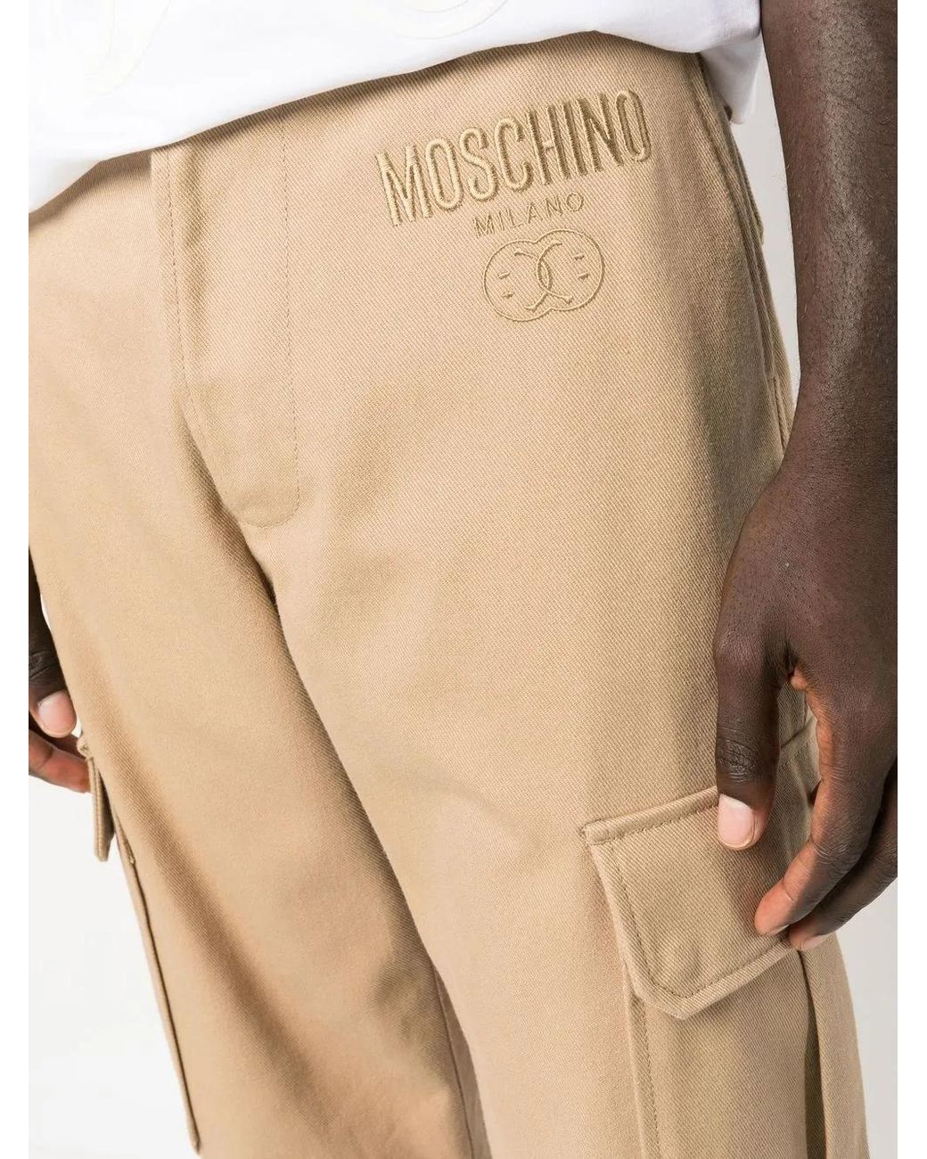 Moschino Natural Cargo-Pocket Wide-Leg Trousers for men