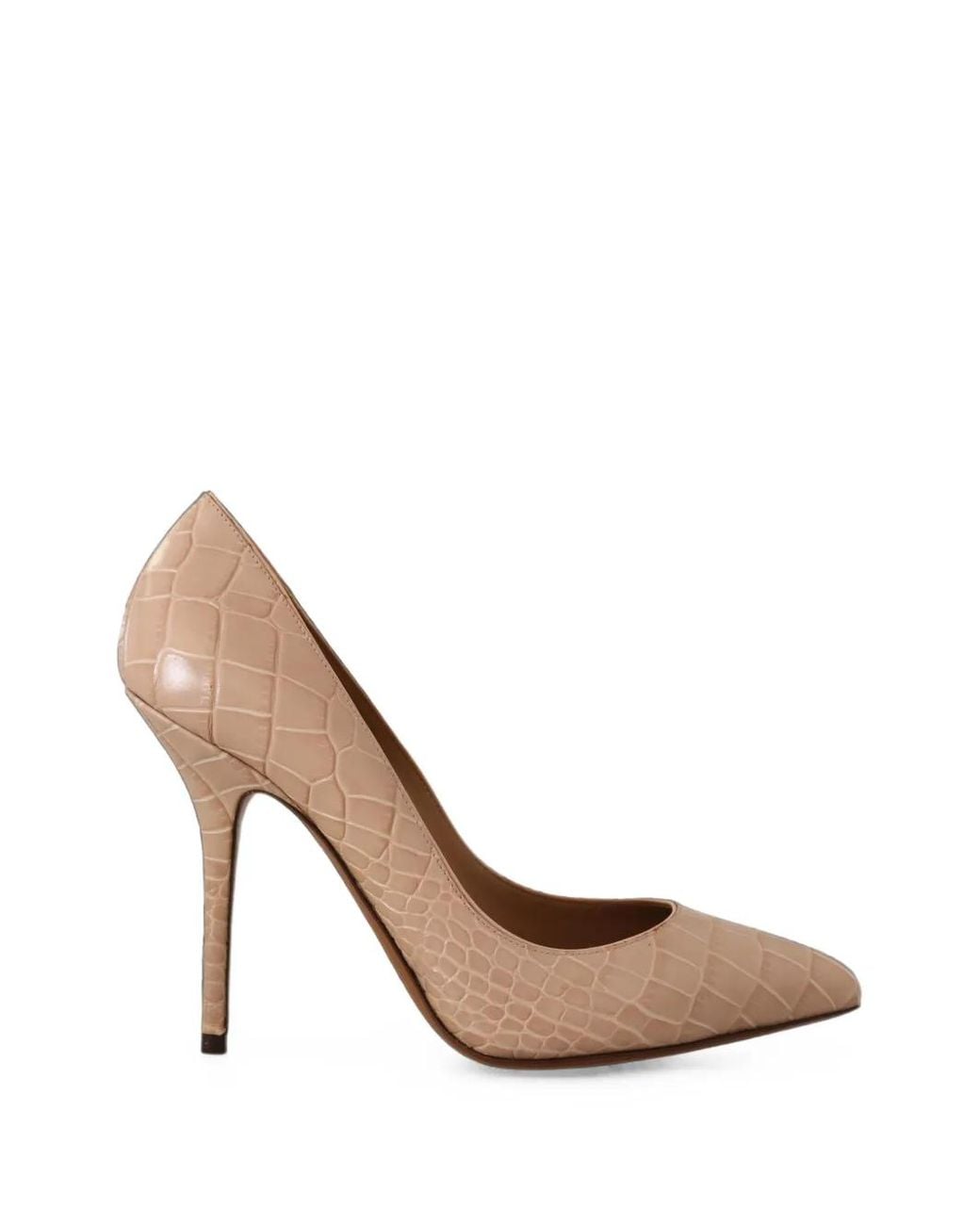 Dolce & Gabbana White Bellucci Crocodile-Embossed Leather Pumps