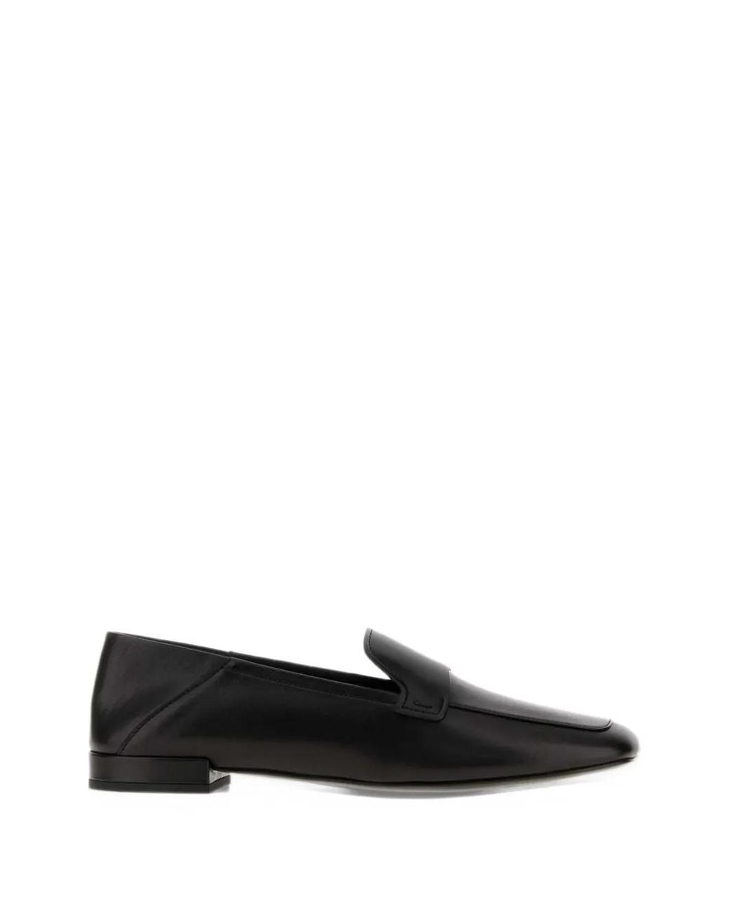 Giorgio Armani Black Square-Toe Leather Loafers