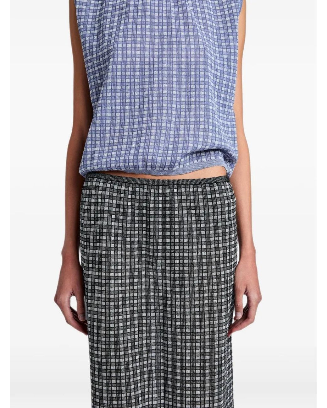Proenza Schouler Black Lori Plaid Knit Midi Skirt