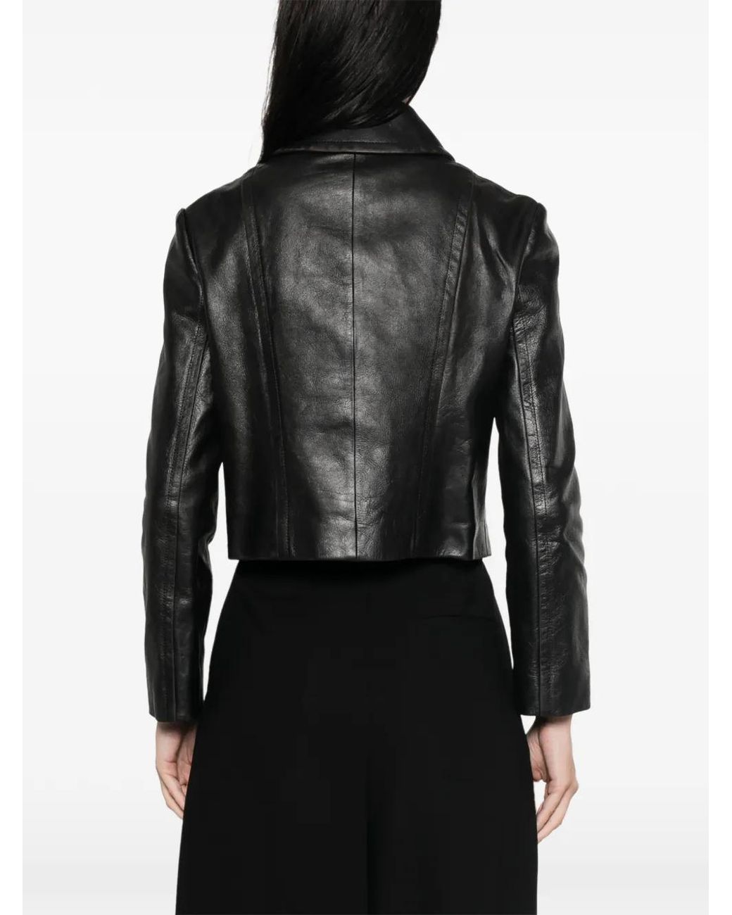 Veste En Cuir À Effet Usé Gucci en coloris Black