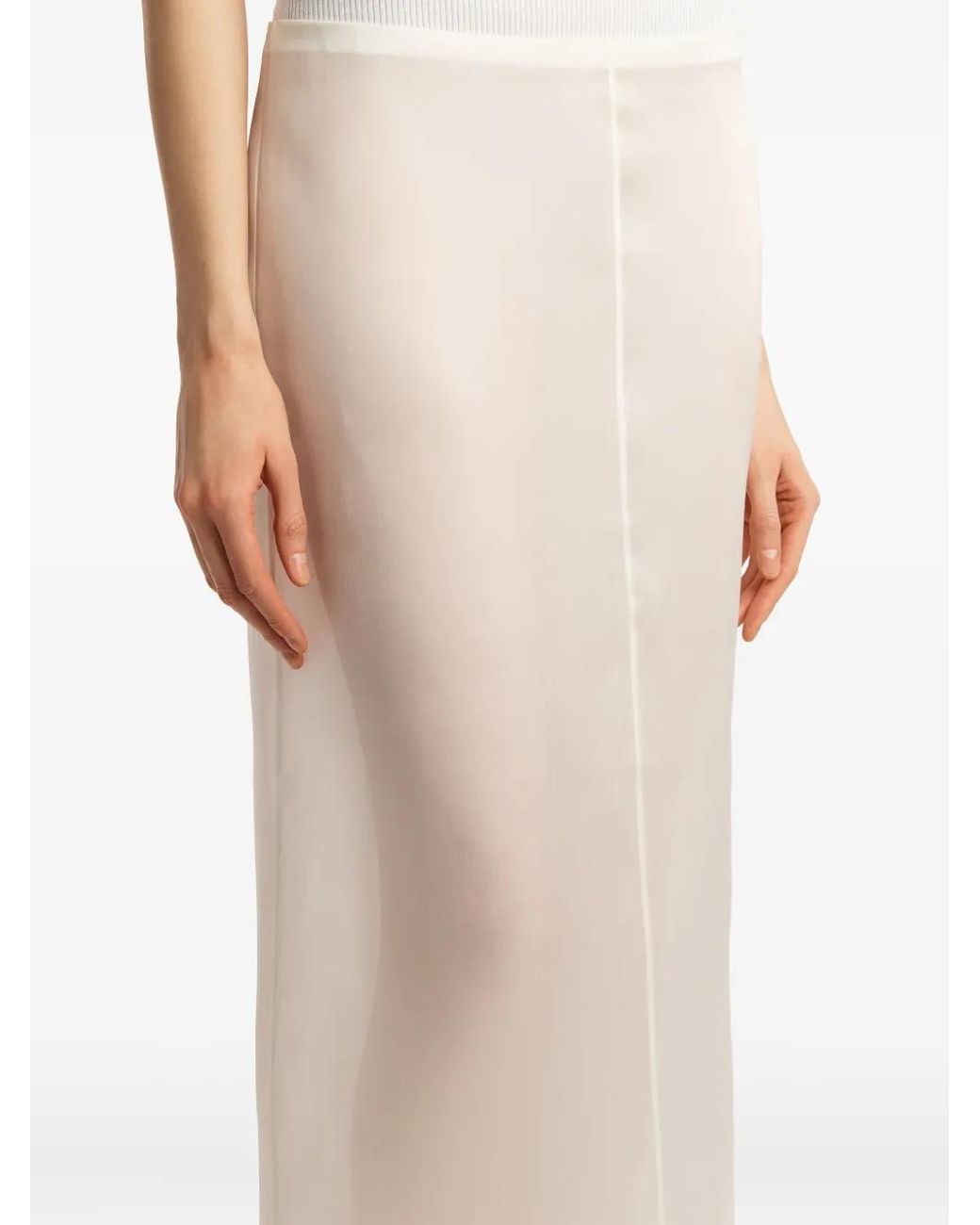 Khaite White Slit Skirt