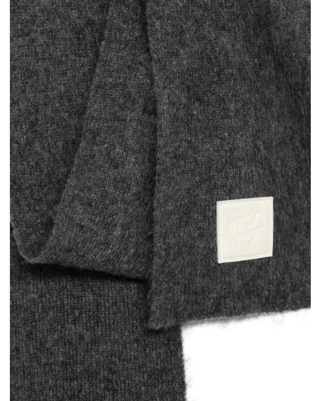 AMI White Logo-Patch Knitted Scarf
