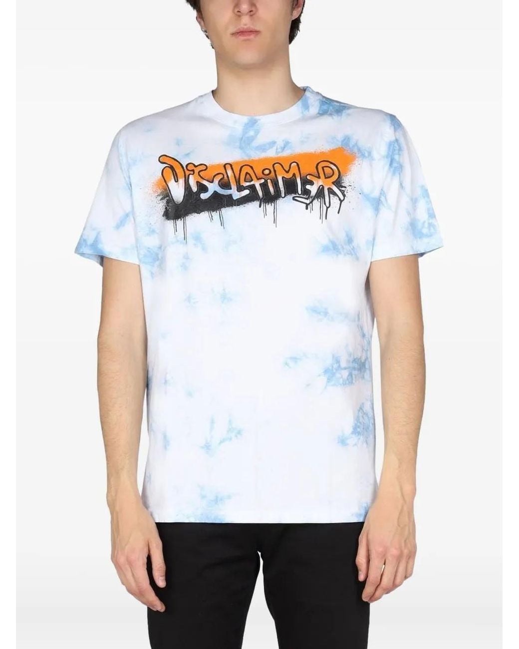 DISCLAIMER White Tie-Dye Graffiti-Print T-Shirt for men