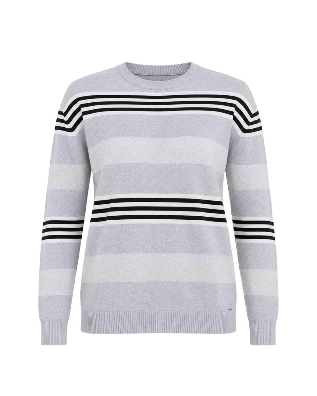 Gas White Horizontal-Stripe Crew-Neck Sweatshirt