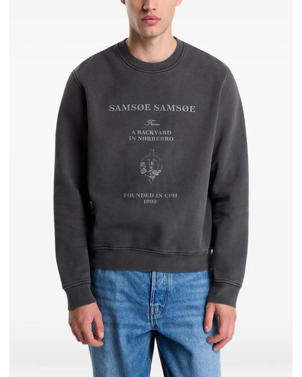 Samsøe & Samsøe Gray Samarcus Logo-Print Sweatshirt for men