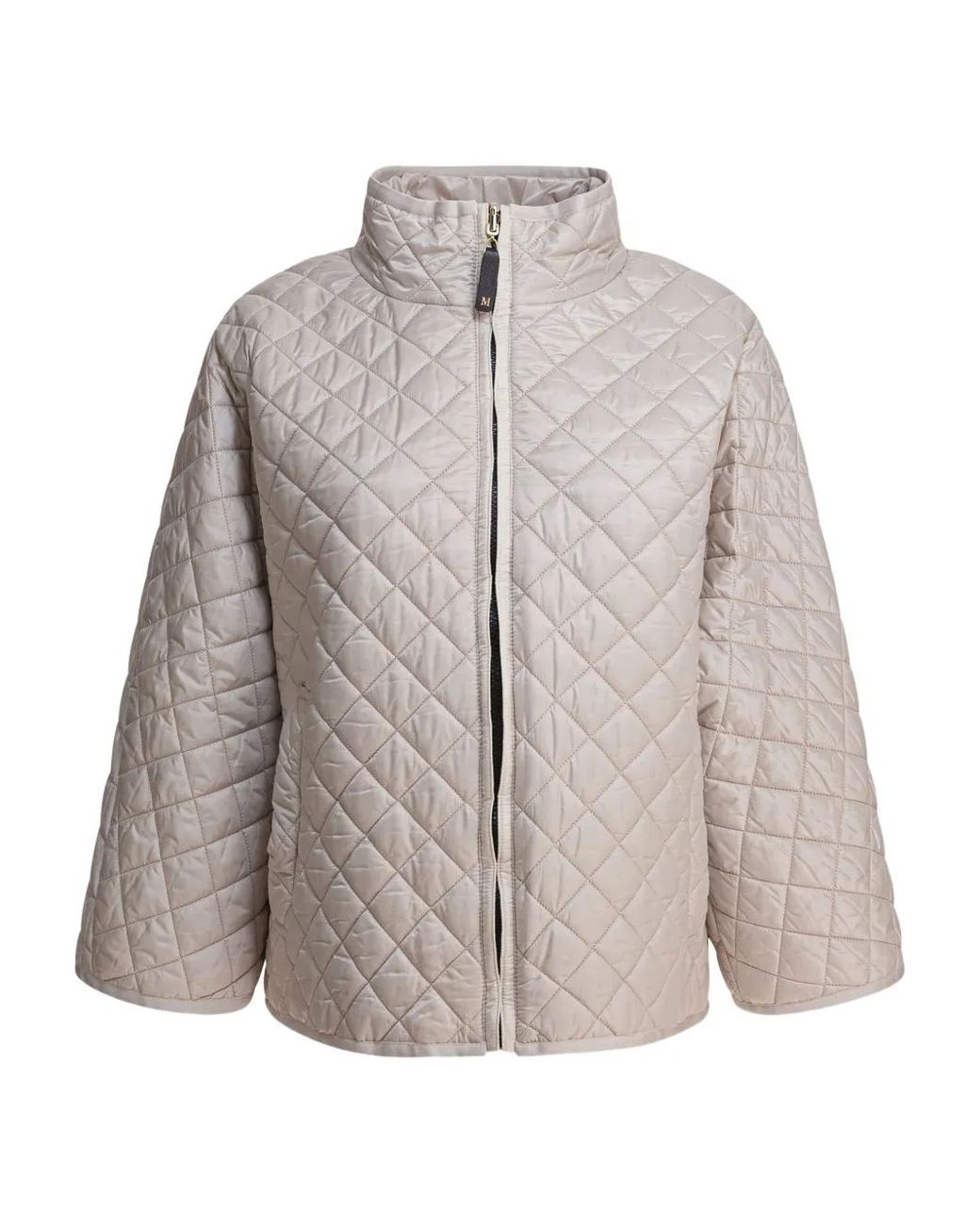 Max Mara Gray Delfina Quilted Zip-Front Jacket