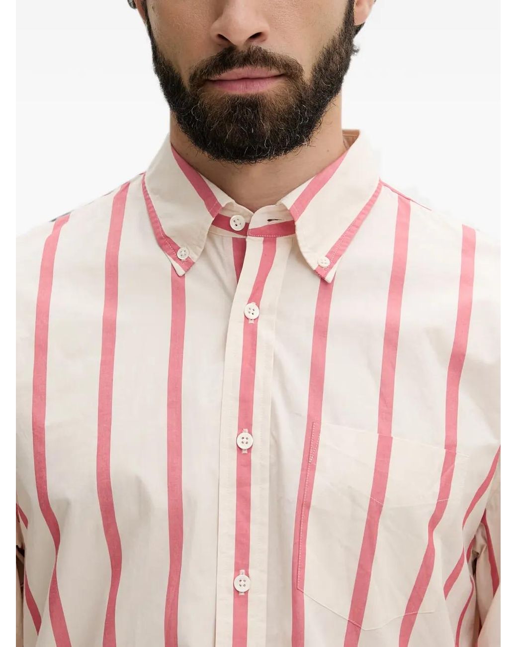 Gant Pink Vertical-Stripe Button-Down Shirt for men