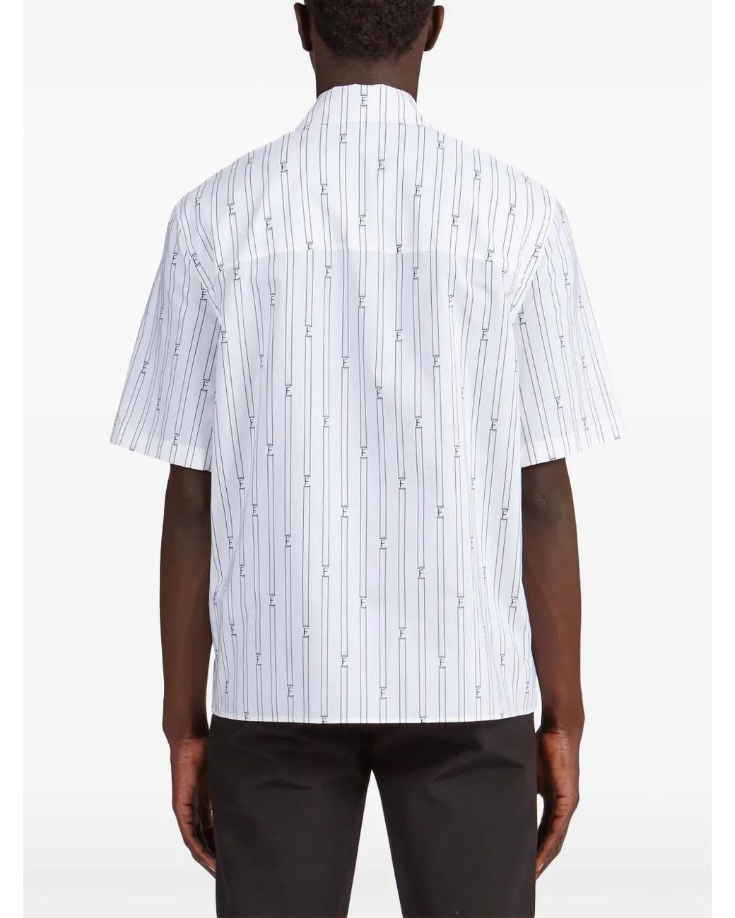 Ferragamo White Logo-Print Short-Sleeve Shirt for men