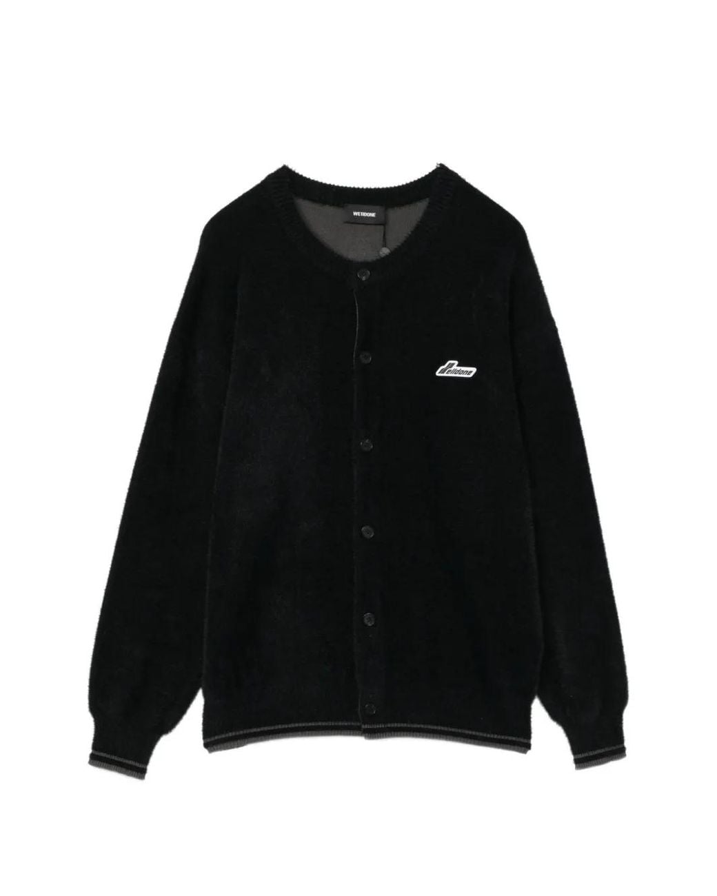 we11done Black Logo-Patch Cardigan