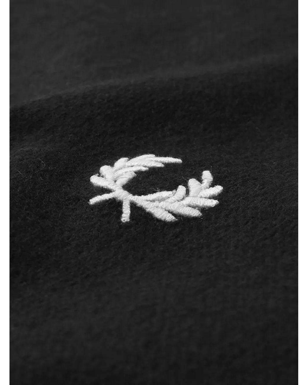 Fred Perry Black Logo-Embroidered Fringed Scarf for men