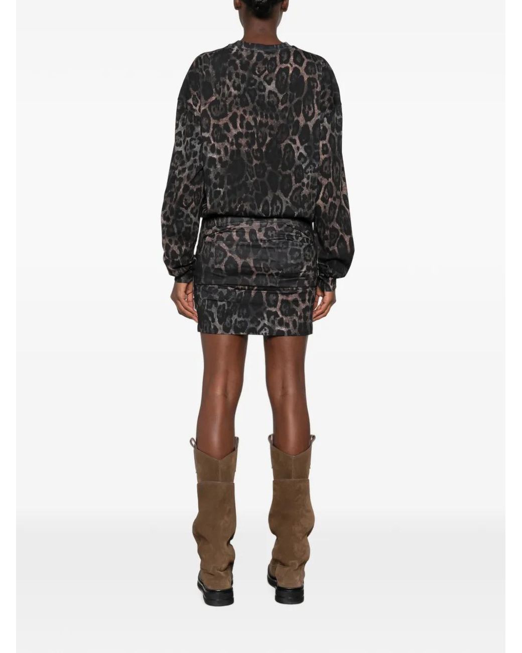 Just Cavalli Black Leopard-Print Mini Dress