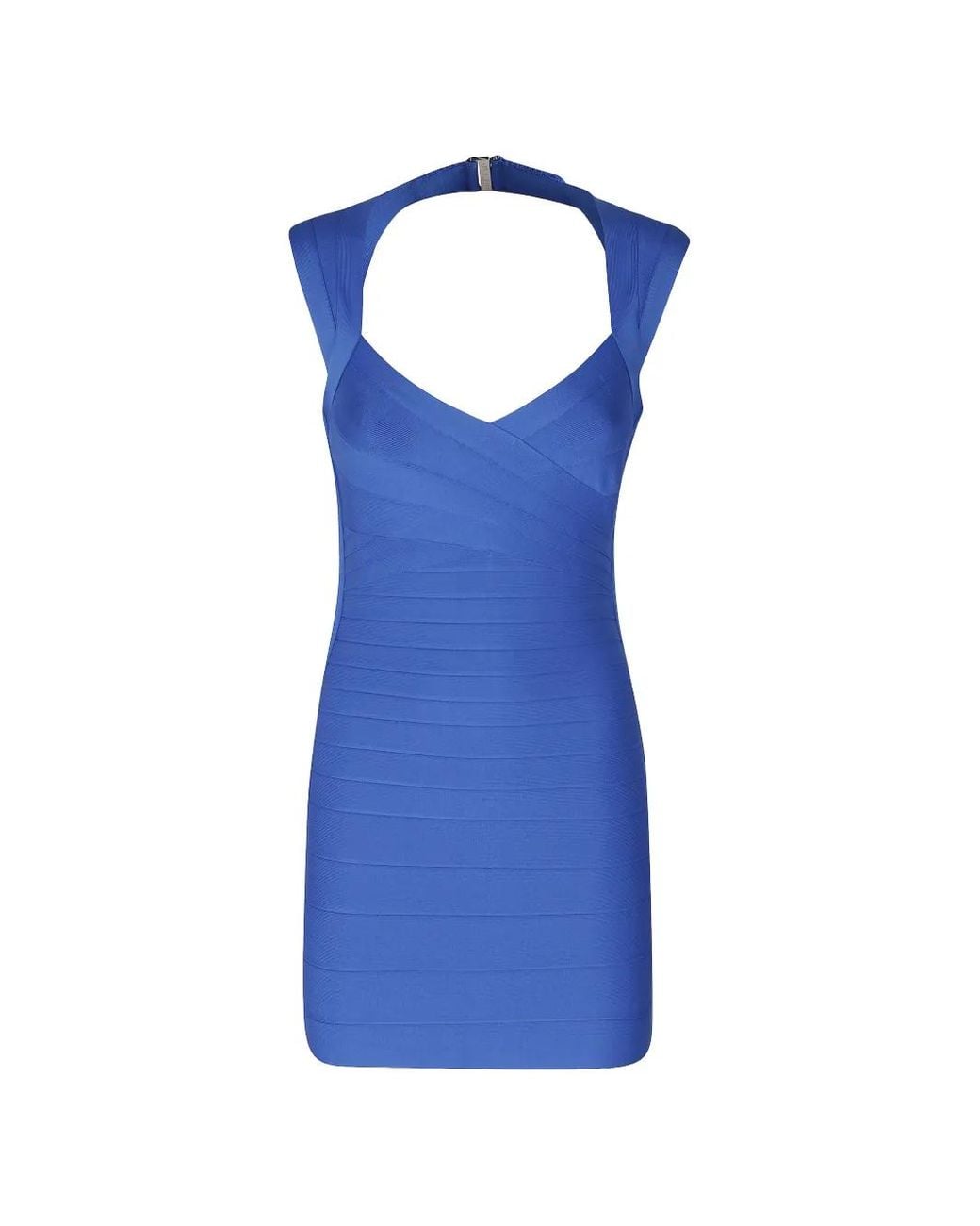 Hervé Léger Blue The Jamie Bandage Halterneck Mini Dress