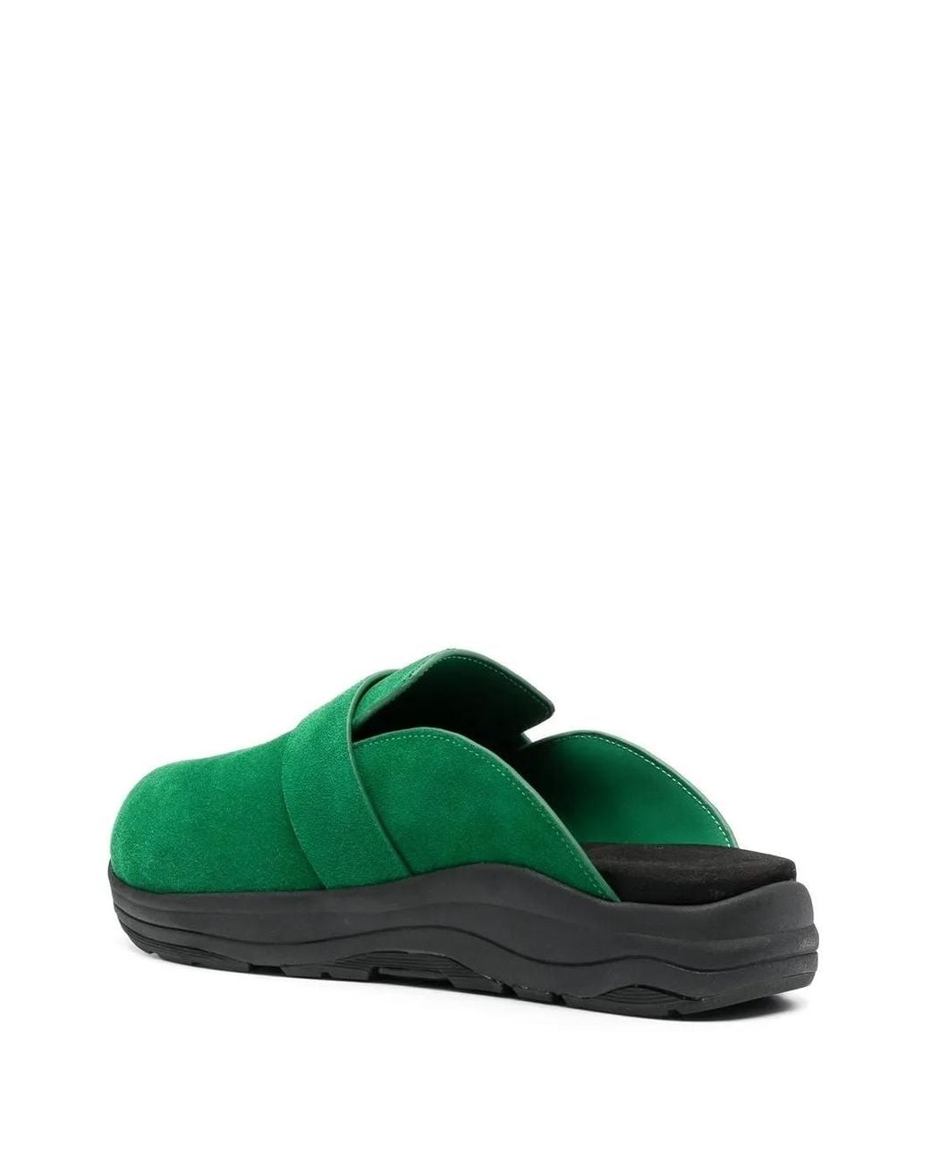 Suicoke Green Suede-Leather Slippers for men