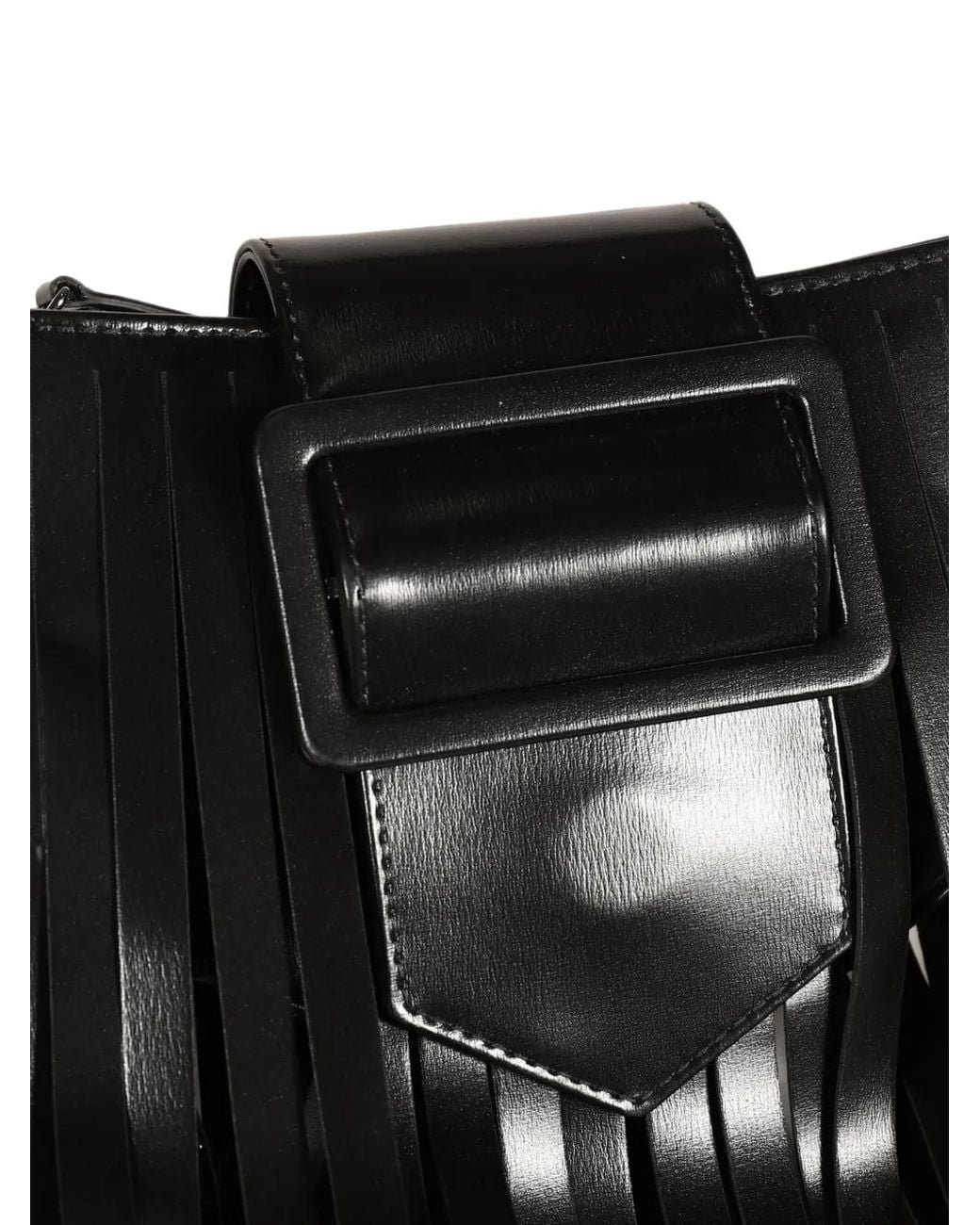 VAQUERA Black Fringe-Detail Leather Tote Bag