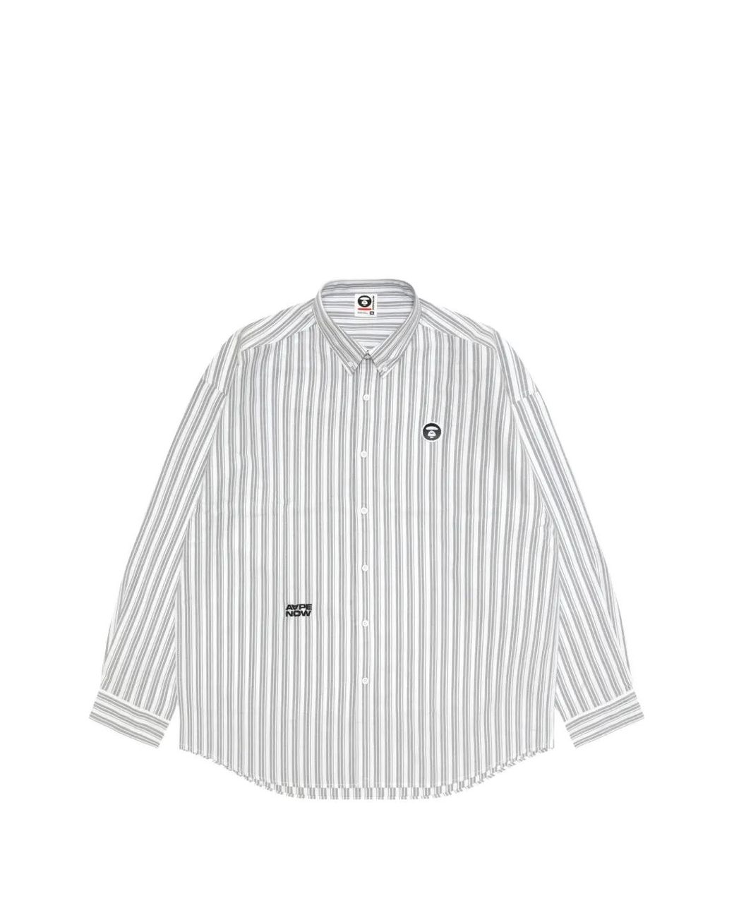 Aape By A Bathing Ape White Striped Appliqué Shirt for men