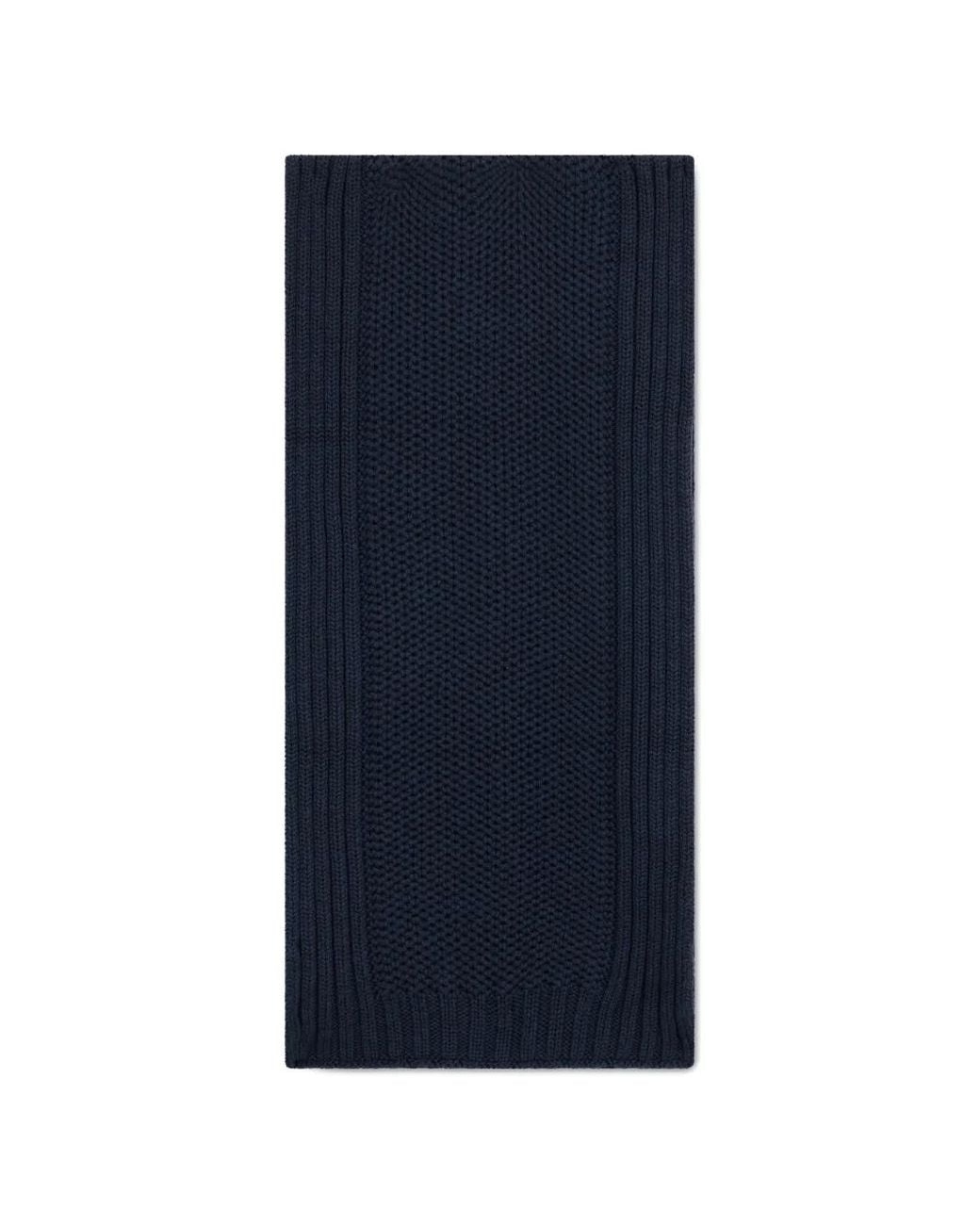 Moorer Blue Arlene-Cwh Chunky-Knit Ribbed-Trim Scarf