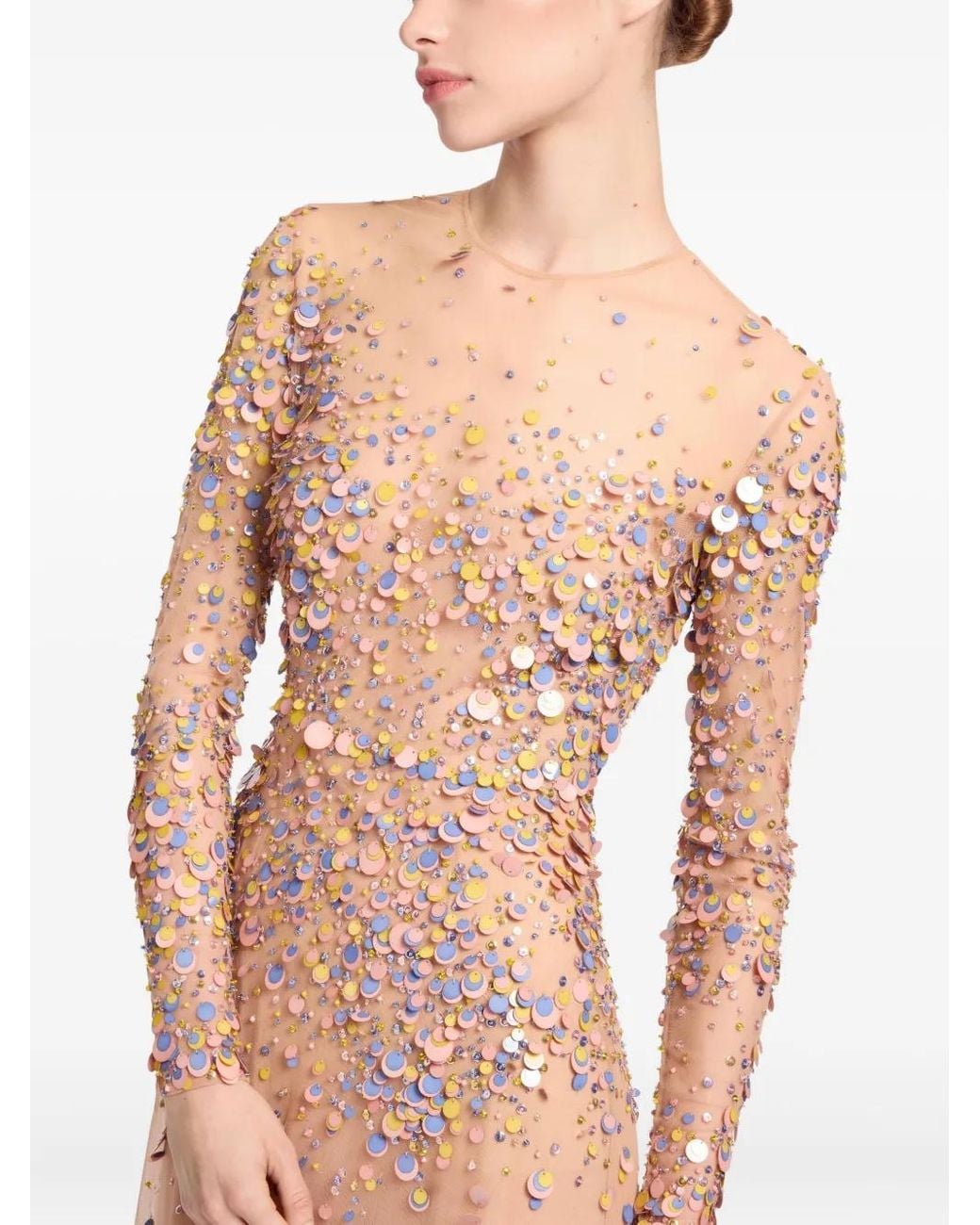 Elie Saab Pink Sequin-Embellished Maxi Dress