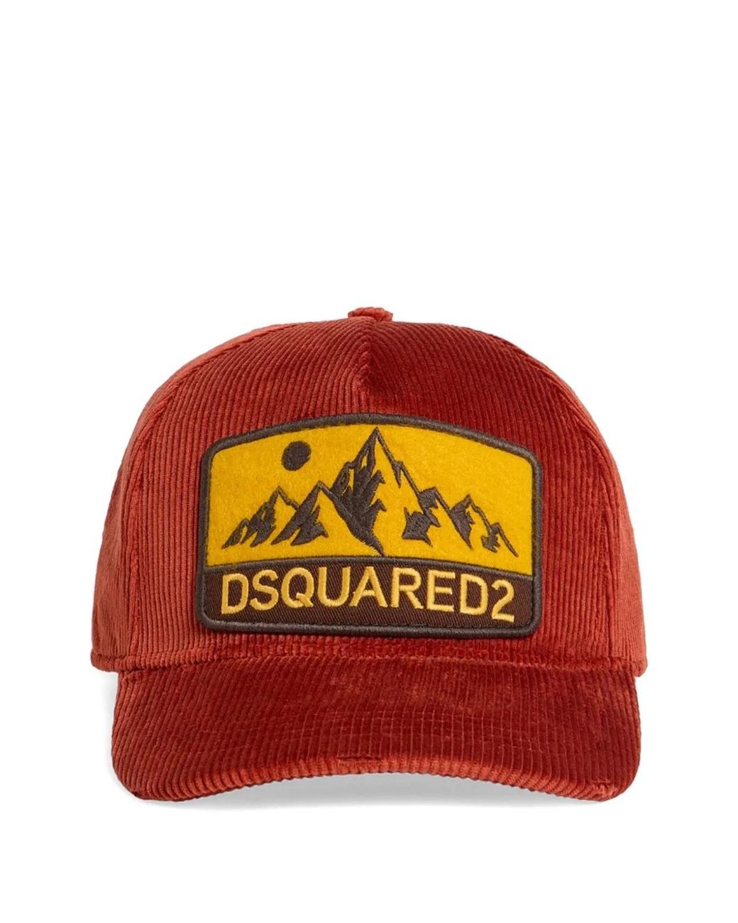 DSquared² Red Logo-Patch Corduroy Baseball Cap for men