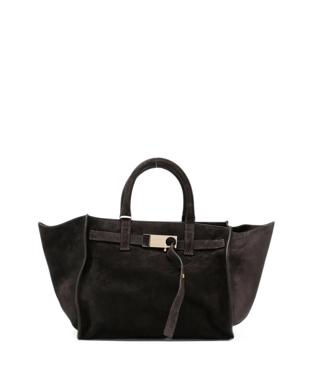 Benedetta Bruzziches Black Suede Buckle-Fastening Tote Bag