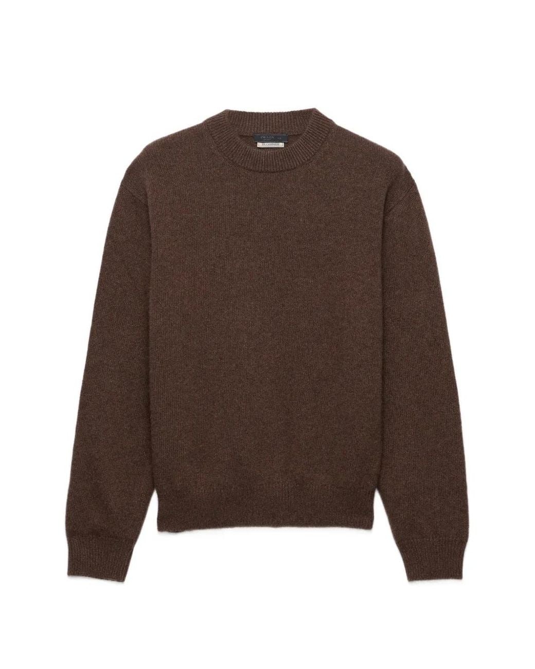 Prada Brown Re-Cashmere Crew-Neck Sweater for men