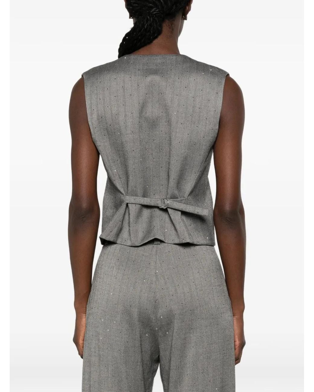 Maje Gray Tailored Rhinestone Waistcoat