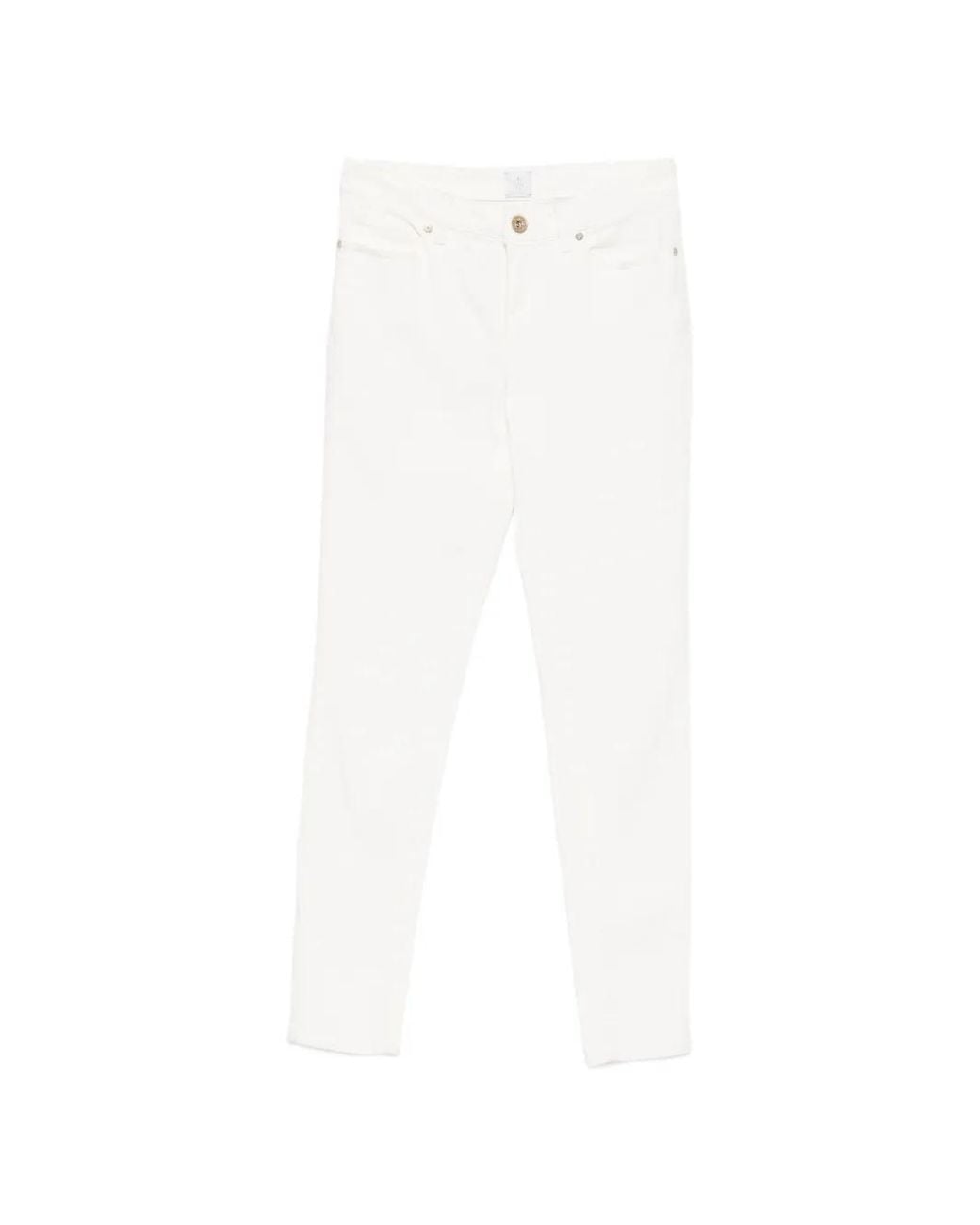 Eleventy White Belt-Loop Five-Pocket Jeans