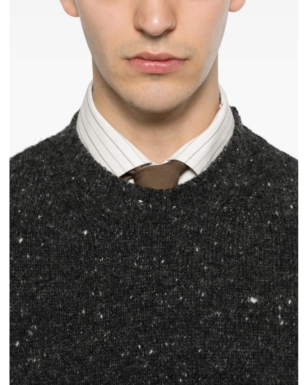 Eleventy Black Long-Sleeve Crew Neck Sweater for men