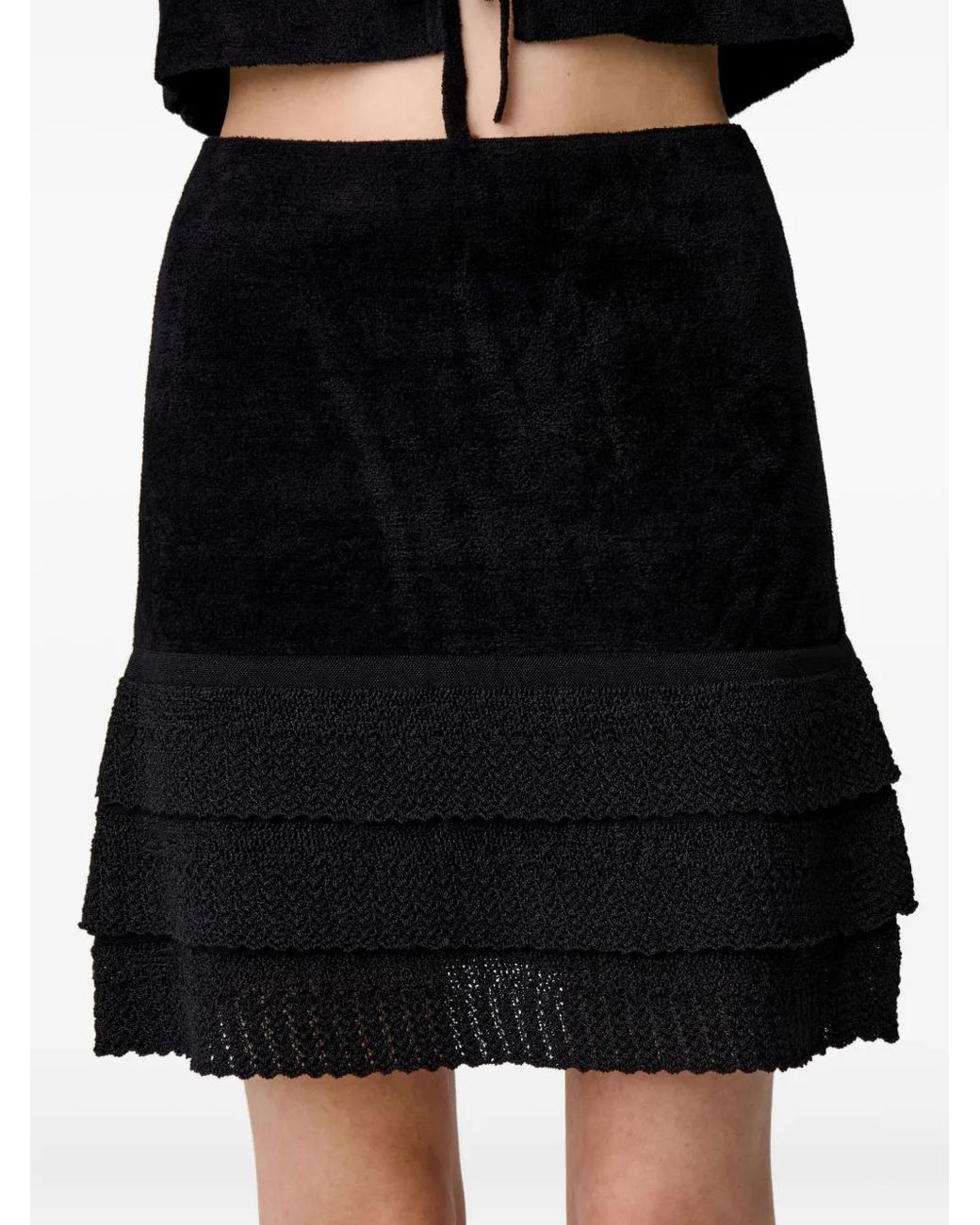 Minijupe À Volants Claudie Pierlot en coloris Black