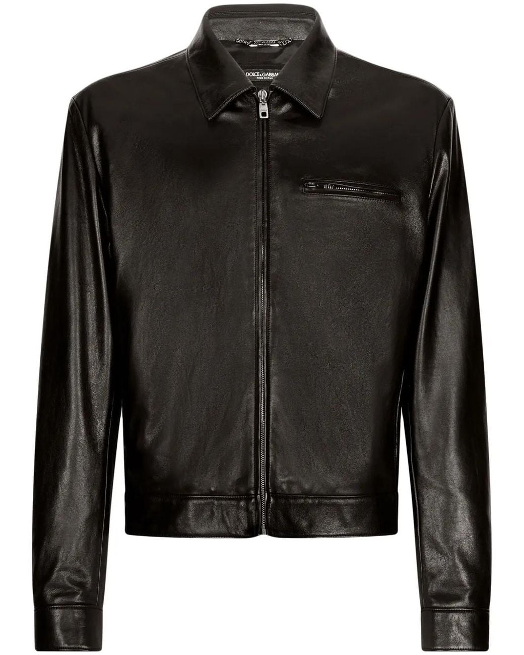 Dolce & Gabbana Black Leather Jacket for men