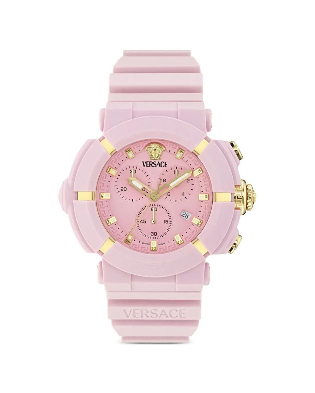 Versace Pink V-Real Active Chrono 44Mm Watch