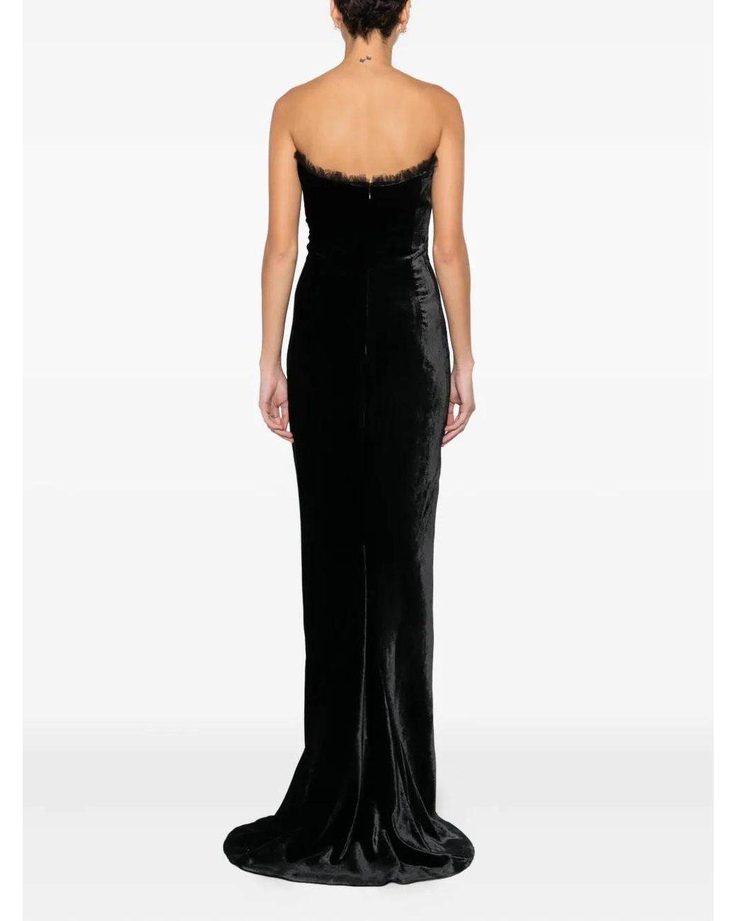 Alessandra Rich Black Bow-Detail Velvet Gown