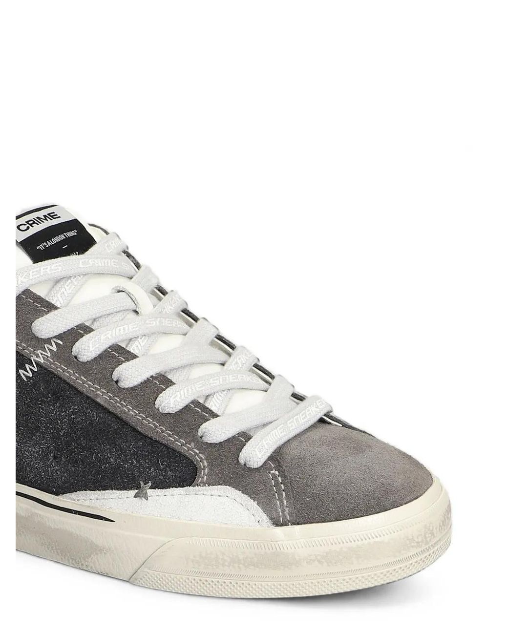 Crime London White Deconstructed Distressed-Effect Panelled Sneakers for men