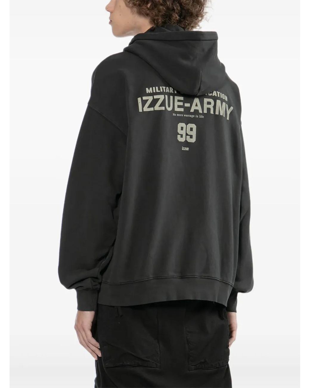 Izzue Black Logo-Patch Hoodie for men