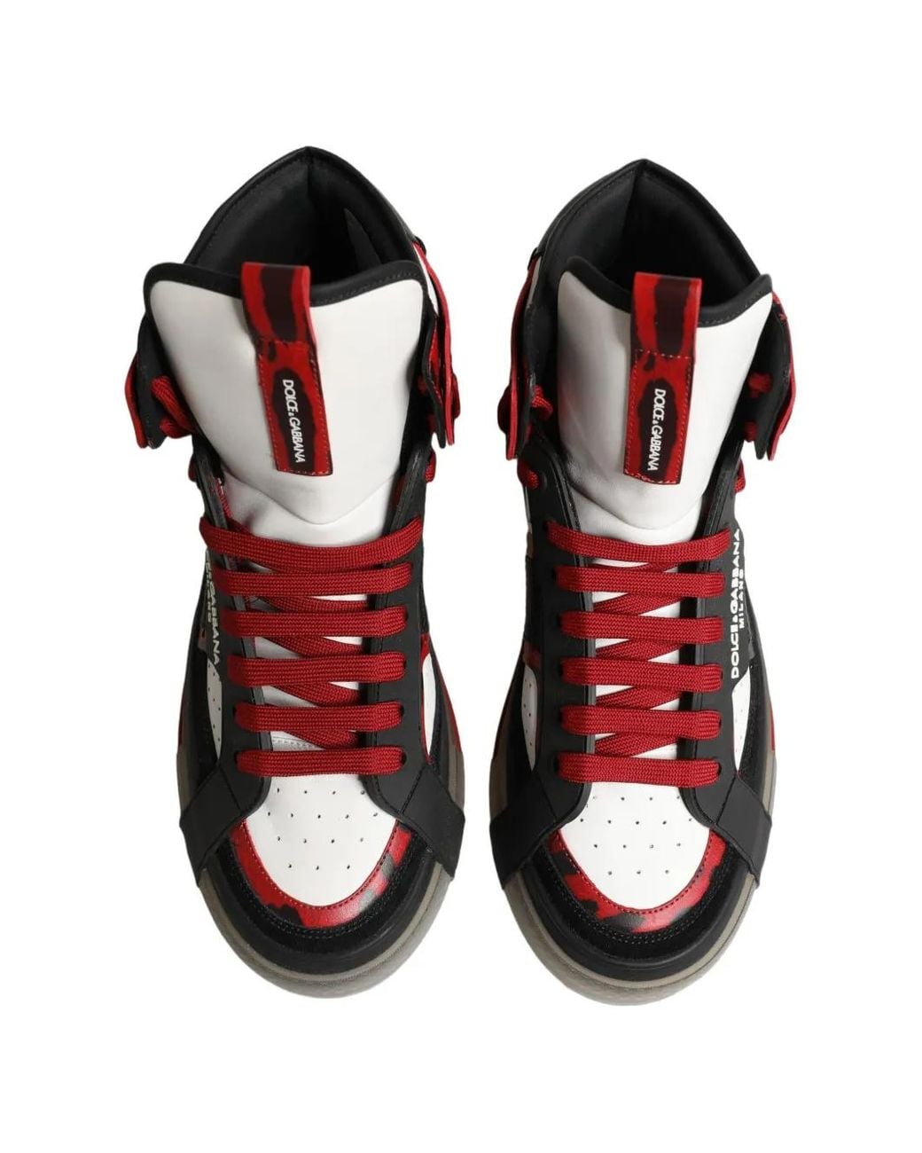 Dolce & Gabbana White Leopard-Print High-Top Sneakers for men