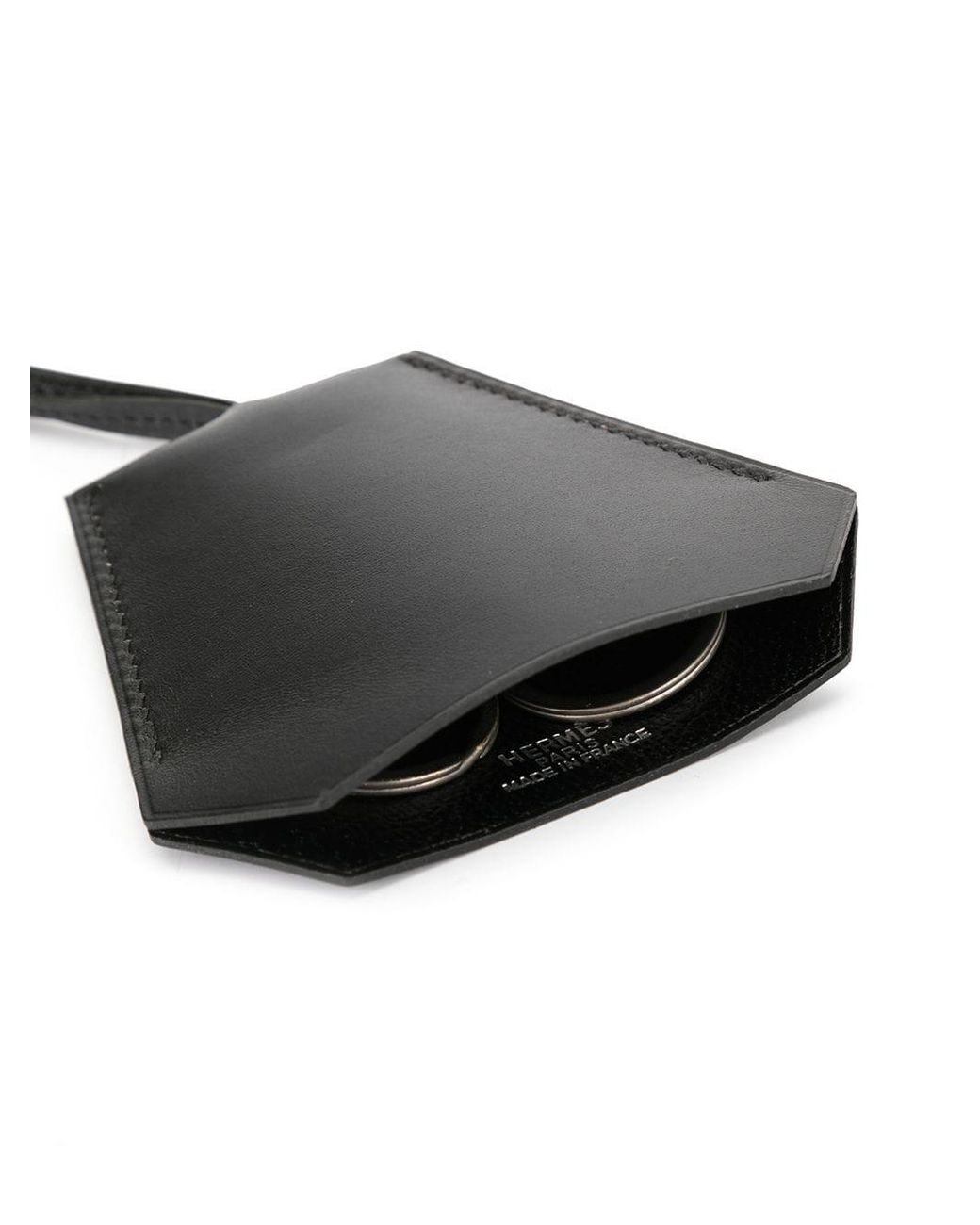 Pre-loved] Hermes Leather Card Holder - Black