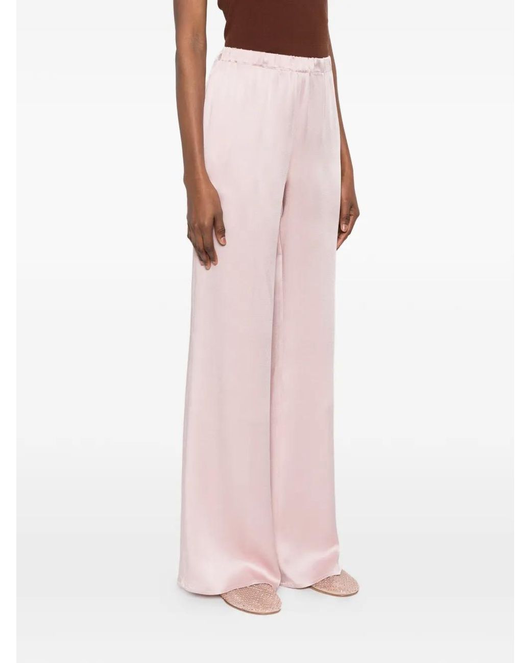 Antonelli Pink Pantalon Palazzo À Taille Élastiquée