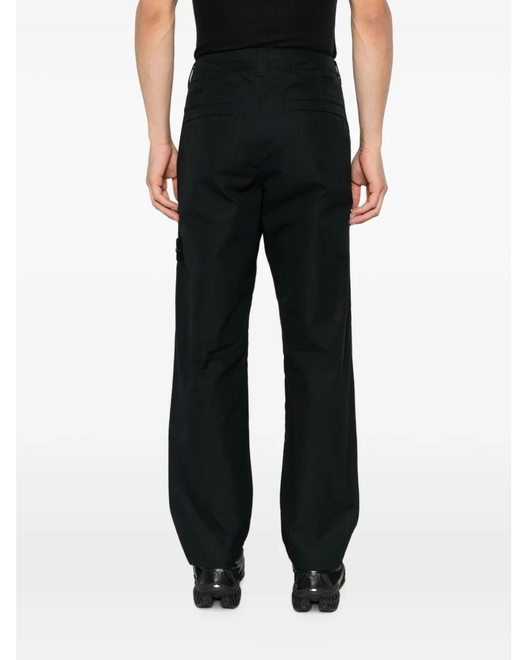 Stone Island Black 3100020 All-Weather Cotton Canvas Ghost Piece Trousers for men