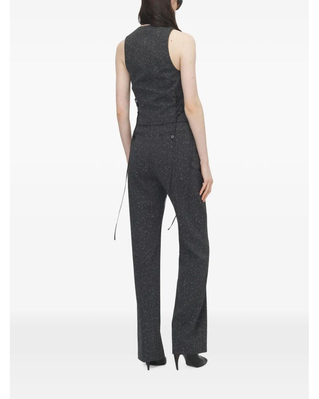 McQueen Gray Pantalon Droit À Motif Moucheté