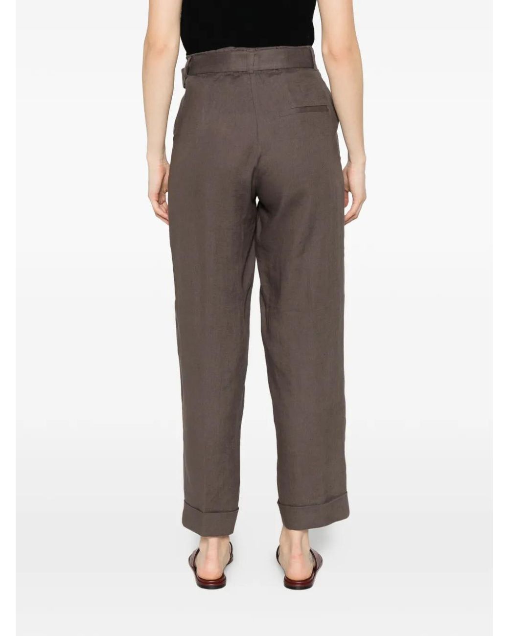 Panicale Gray Belted Pleated Trousers