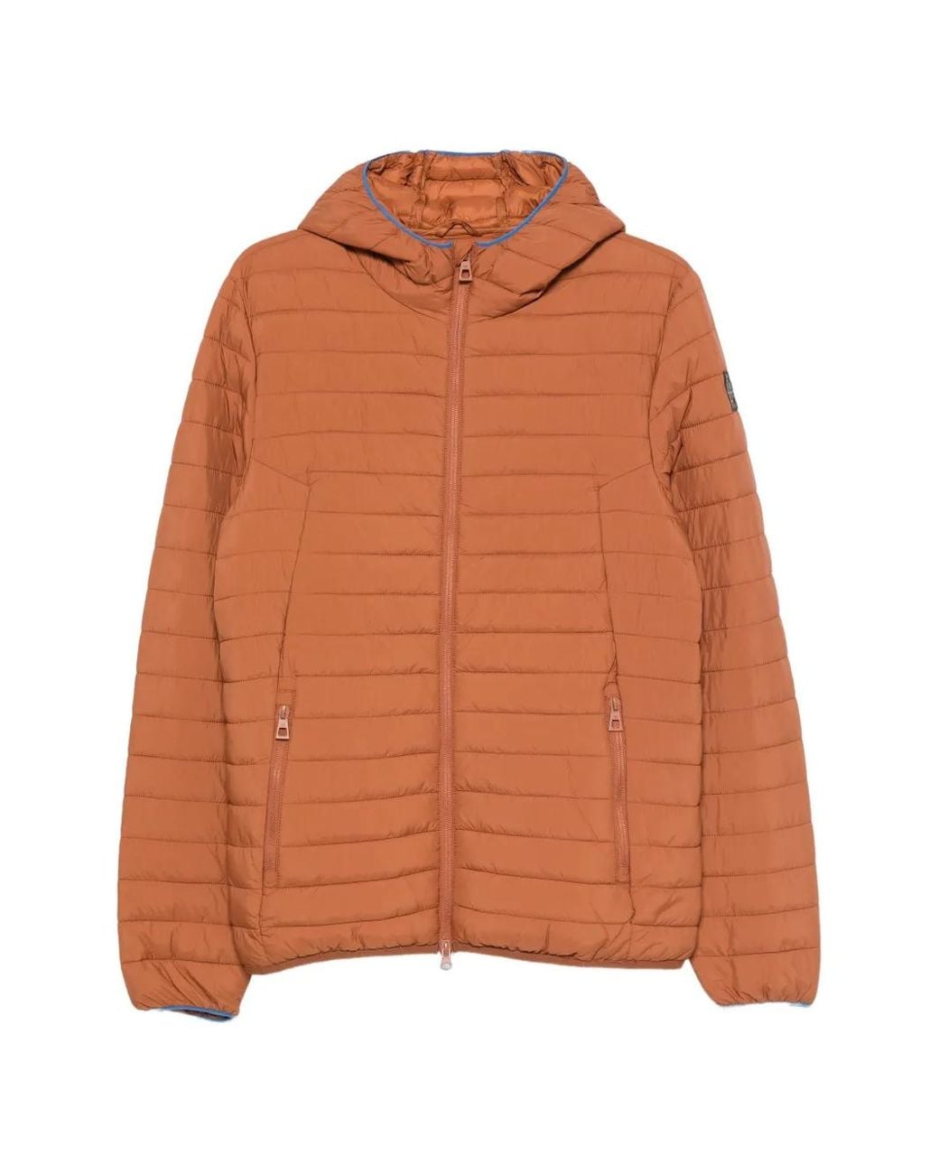 Piquadro Orange Hooded Quilted Jacket for men