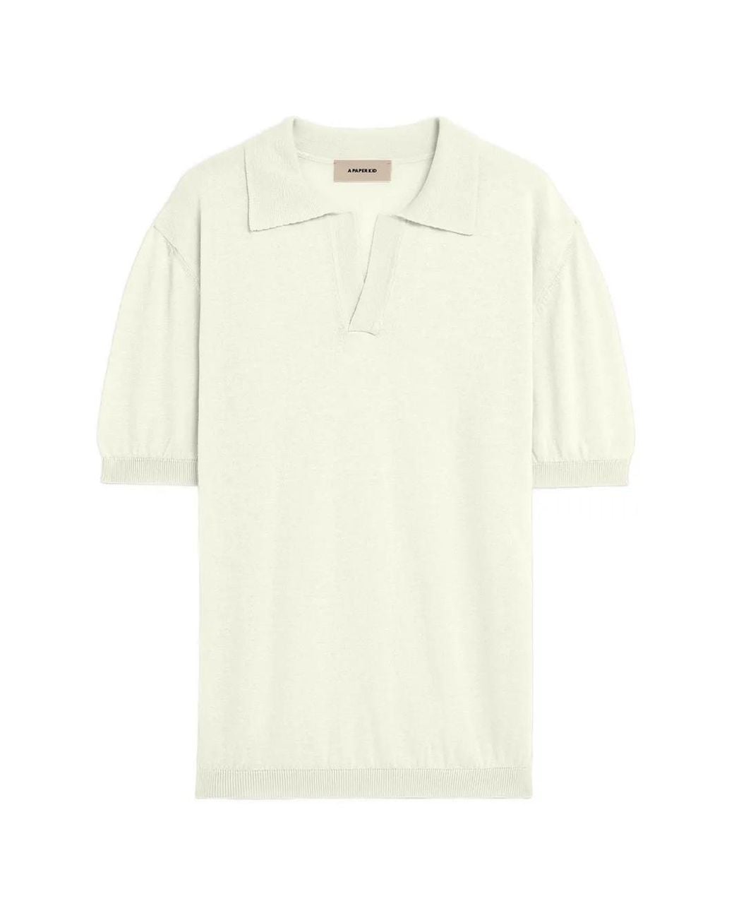 A PAPER KID White Knitted Polo Shirt for men