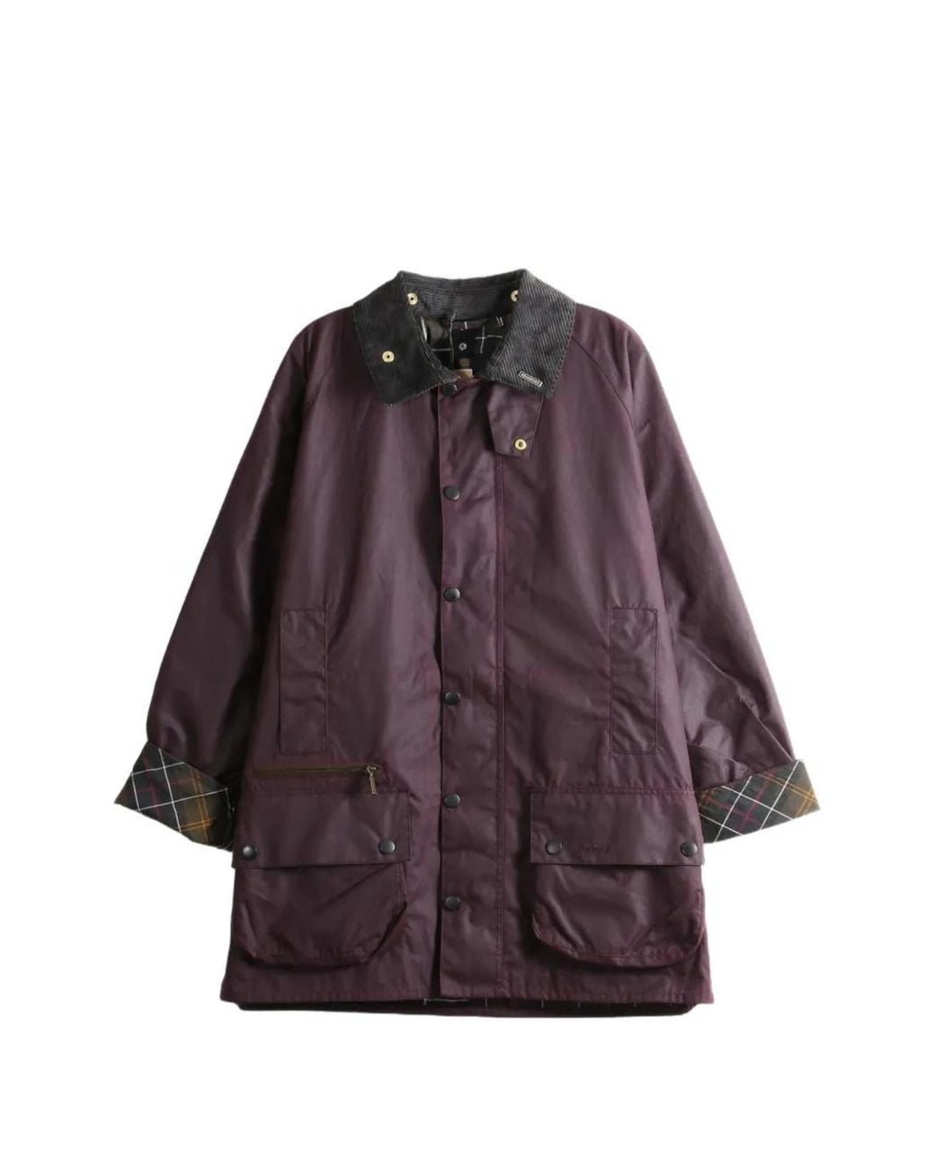 Barbour Purple Beaufort Tartan-Trim Jacket for men