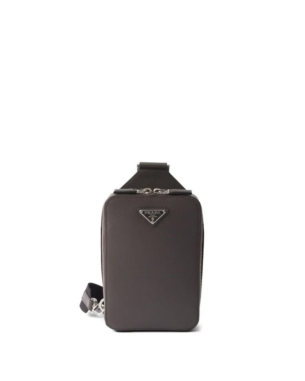 Prada Gray Brique Saffiano Leather Bag for men