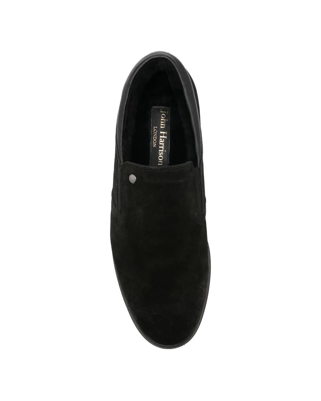 JOHN HARRISON Black Shearling-Lined Suede Loafers for men